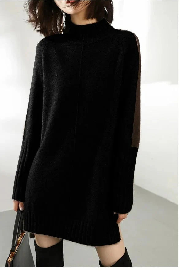 Ava Black Dress | High Neck, Tunic Length, Relaxed Fit 2