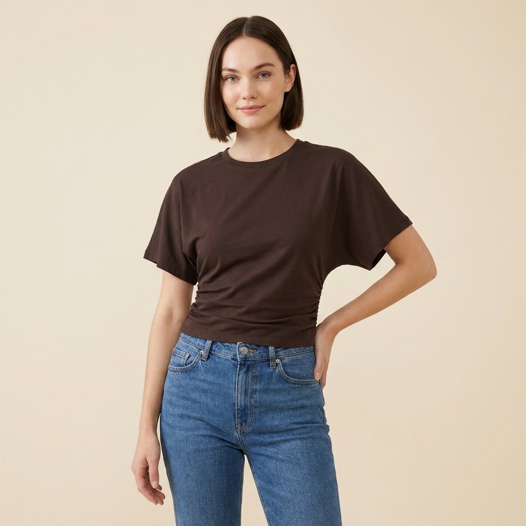 Ava Drape Tee | Premium Cotton Blend, Contoured Waist for Women 0