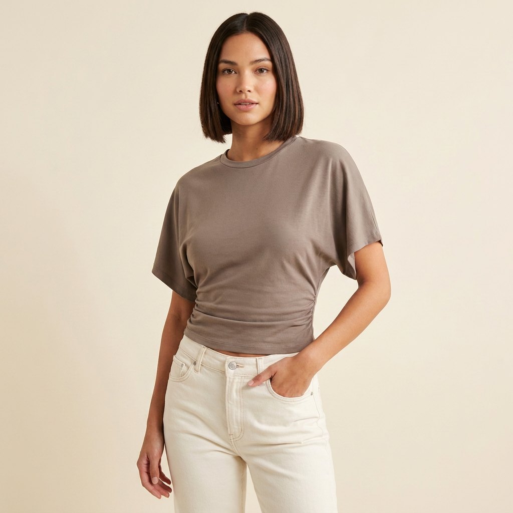 Ava Drape Tee | Premium Cotton Blend, Contoured Waist for Women 4