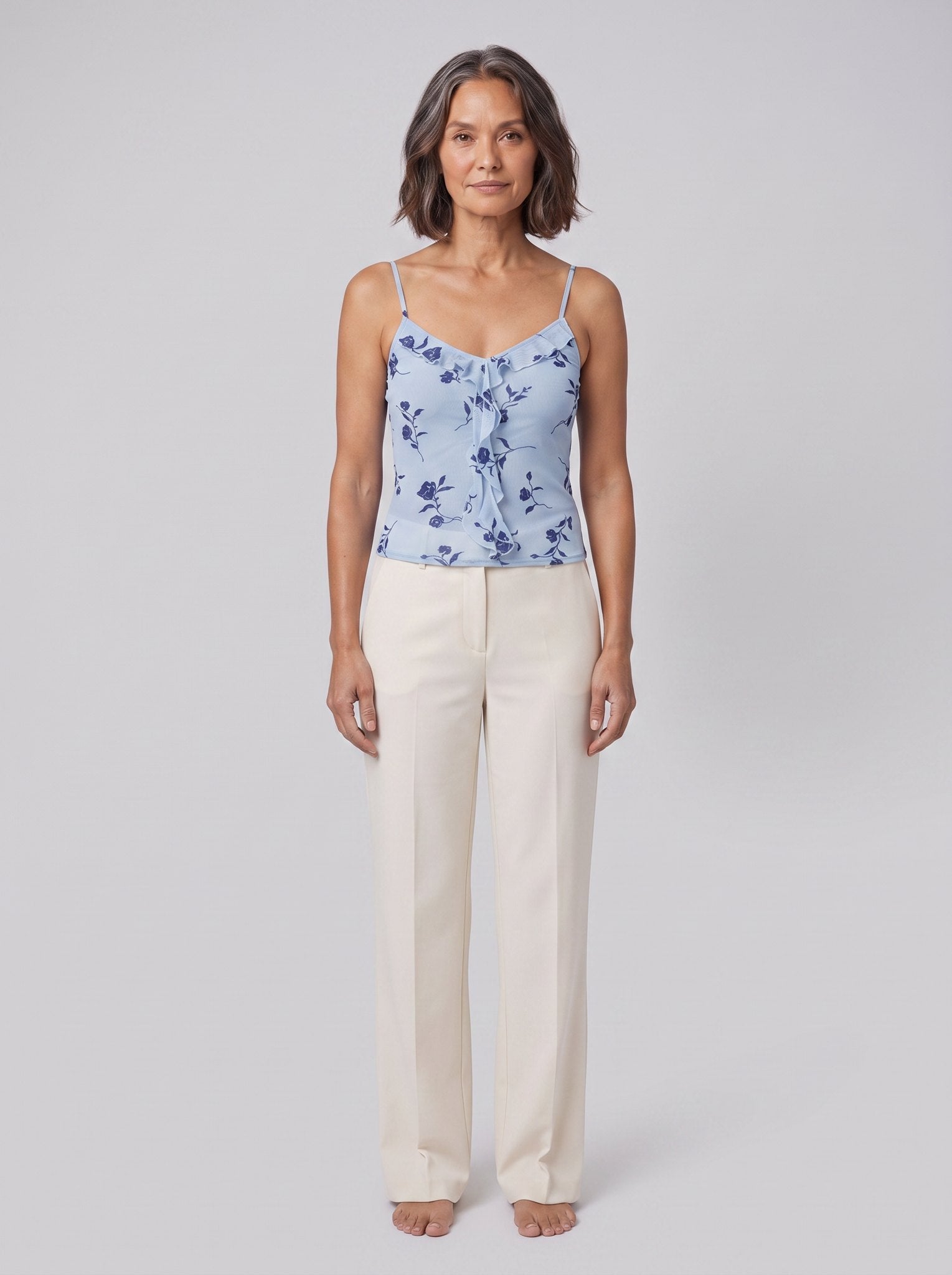 Ava Floral Cami Top | Fitted, Frill Detail, Perfect for Going Out 0