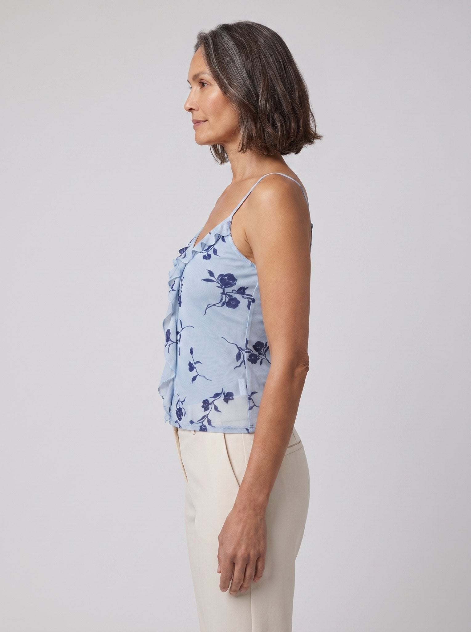 Ava Floral Cami Top | Fitted, Frill Detail, Perfect for Going Out 2