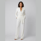 Ava Power Jumpsuit | Ivory Crepe, Belted, Wide-Leg 0
