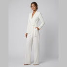 Ava Power Jumpsuit | Ivory Crepe, Belted, Wide-Leg 1