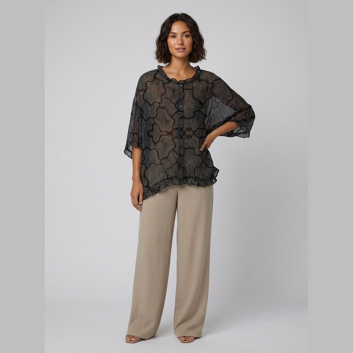 Aveline Ruffle Blouse | Cotton-Linen Blend Plus Size Top 11