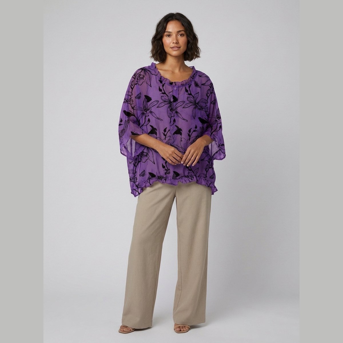 Aveline Ruffle Blouse | Cotton-Linen Blend Plus Size Top 6