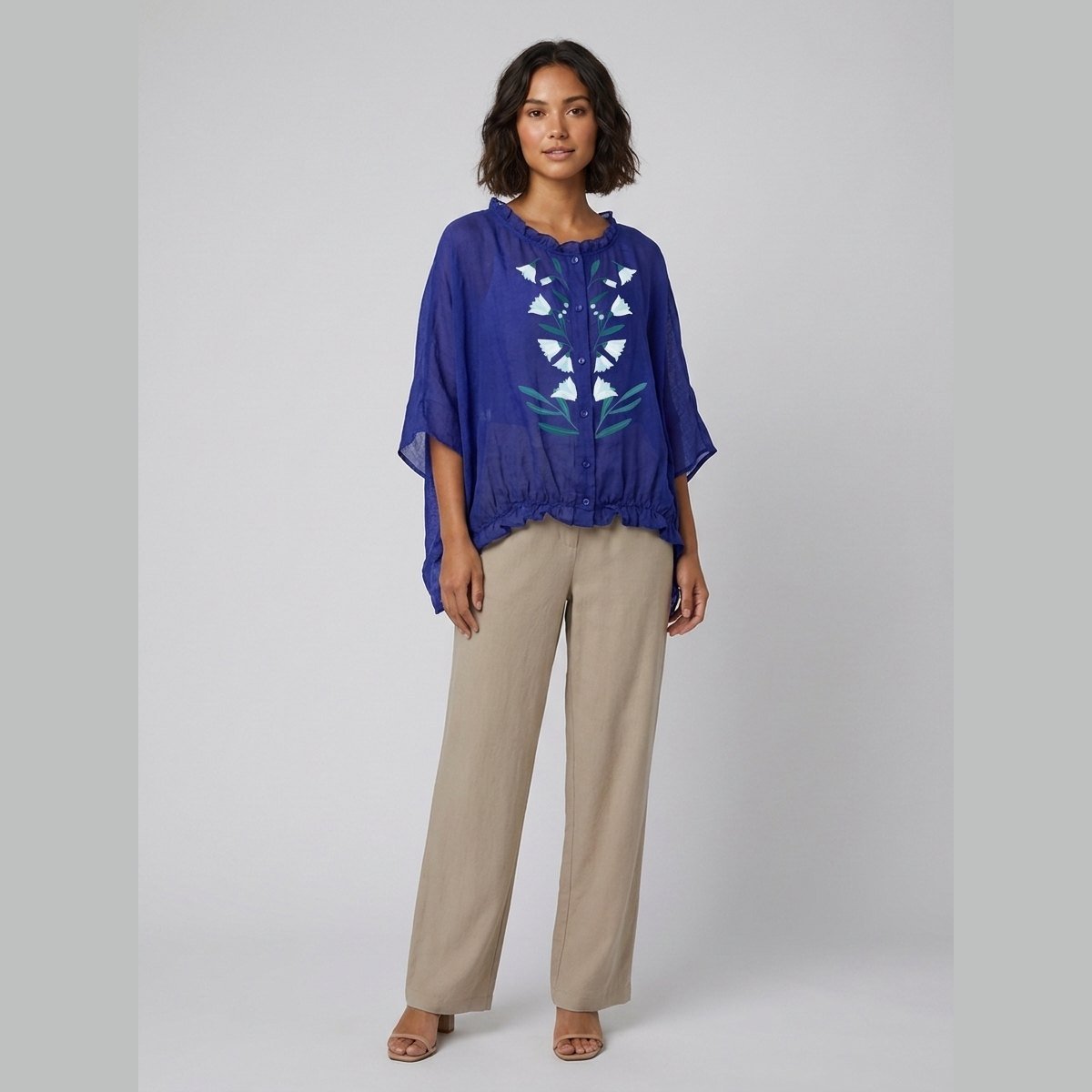 Aveline Ruffle Blouse | Cotton-Linen Blend Plus Size Top 7