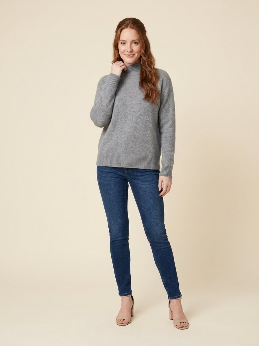 Avery Cashmere Sweater | High Neck Ribbed Knit for Women 4