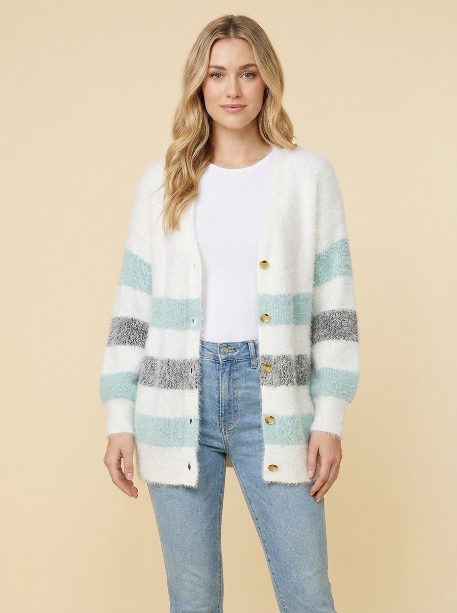 Ayla Long Cardigan | Striped, Relaxed Fit, Button-Down 2