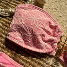 Bella Bandeau Bikini Set | Floral Embroidery, High Cut Design 3