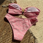 Bella Bandeau Bikini Set | Floral Embroidery, High Cut Design 4