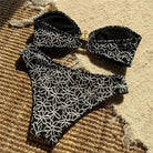 Bella Bandeau Bikini Set | Floral Embroidery, High Cut Design 7