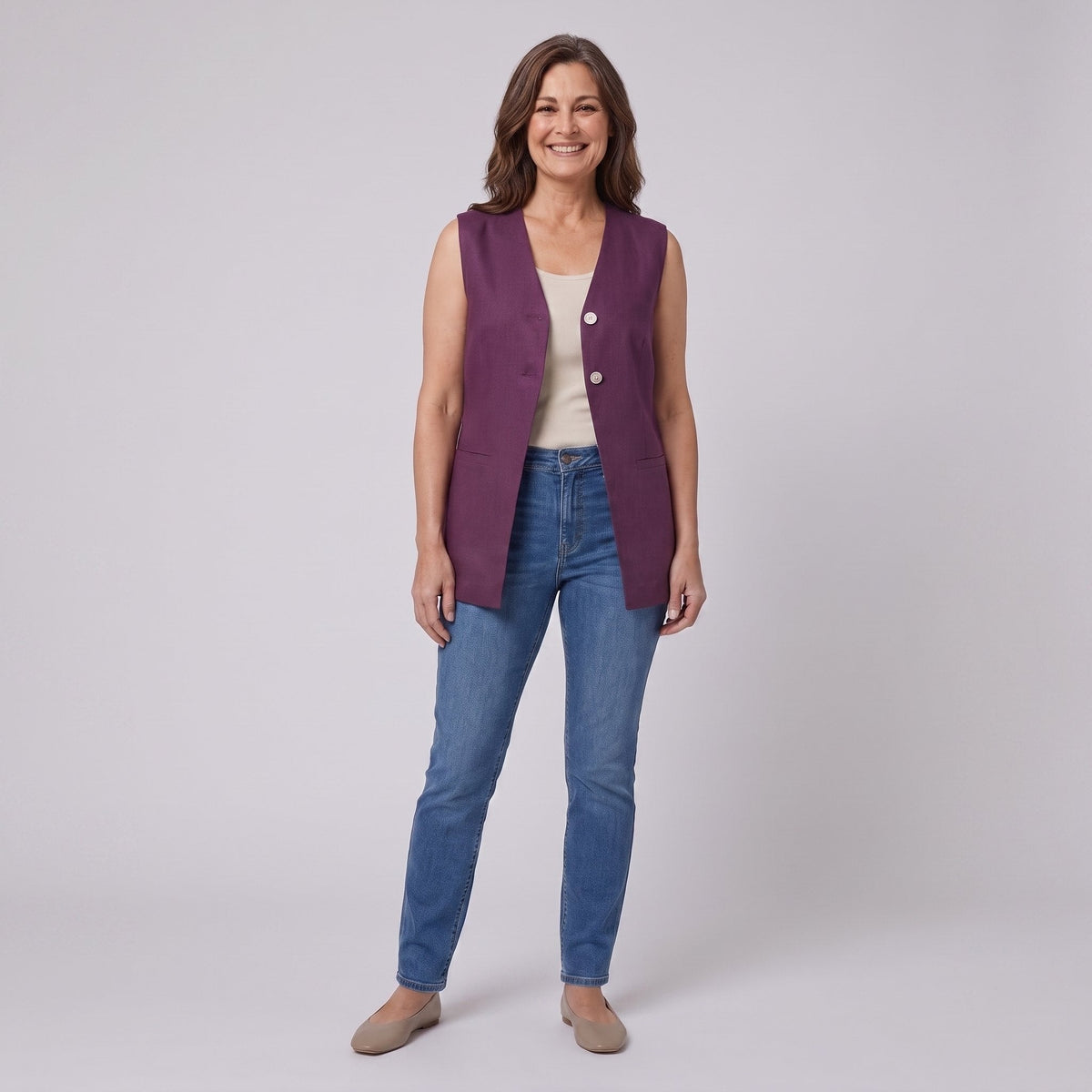 Blythe Vest | Deep Aubergine, Fully Lined, V-Neck 0