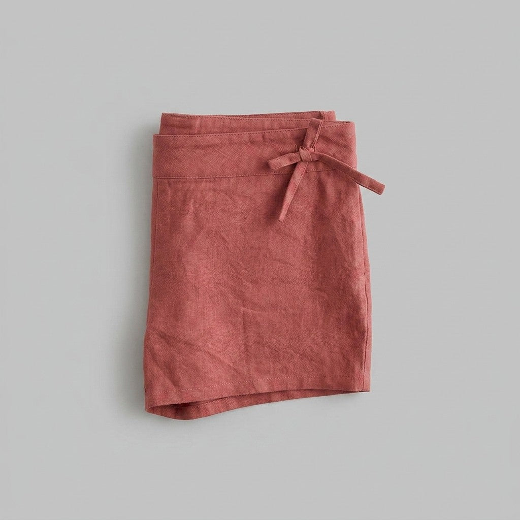 Blythe Women's Shorts | Linen, Side Tie Detail, Micro Short Length 4