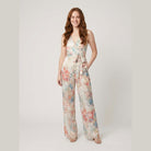 Bora Satin Jumpsuit | Halter Neck, Wide-Leg Floral Design 0