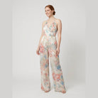 Bora Satin Jumpsuit | Halter Neck, Wide-Leg Floral Design 1