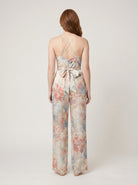 Bora Satin Jumpsuit | Halter Neck, Wide-Leg Floral Design 3