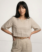 Breezy Boxy Crop Top | 100% Pure Linen, Oversized Fit 0