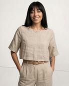 Breezy Boxy Crop Top | 100% Pure Linen, Oversized Fit 1