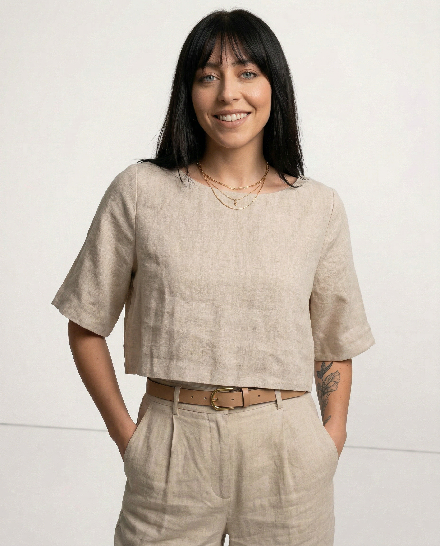 Breezy Boxy Crop Top | 100% Pure Linen, Oversized Fit 1