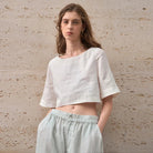 Breezy Boxy Crop Top | 100% Pure Linen, Oversized Fit 7