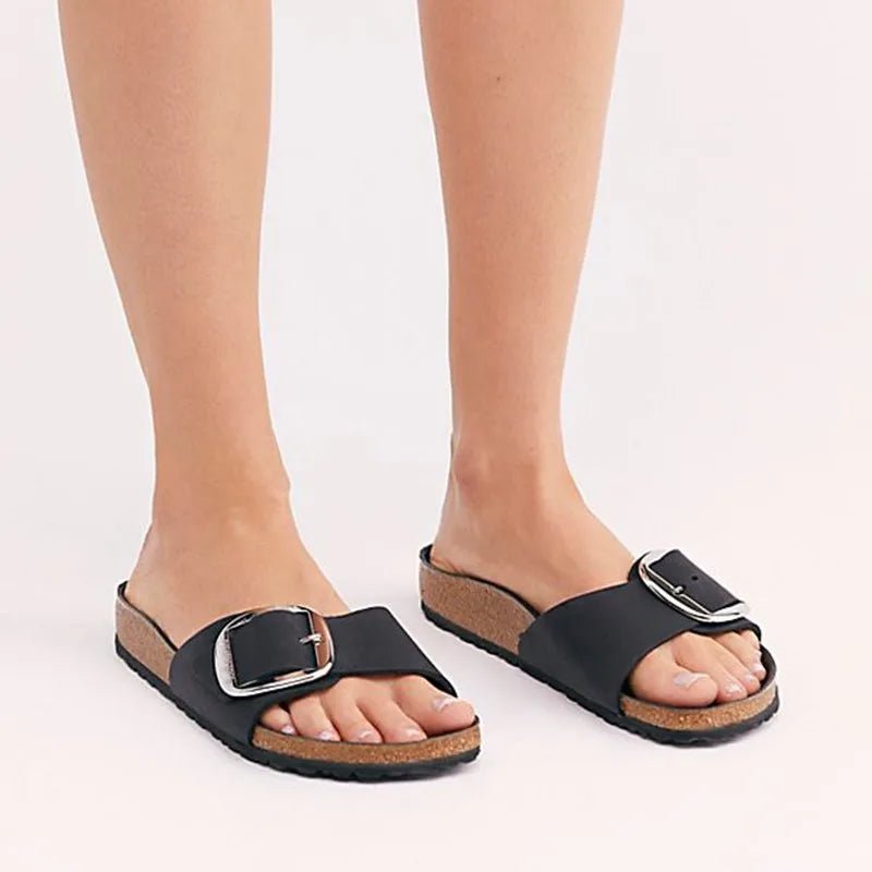 Brielle Orthopedic Slides | Suede Strap, Cork Footbed 1