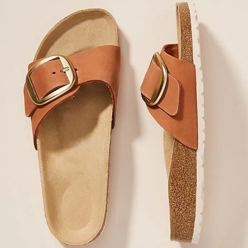 Brielle Orthopedic Slides | Suede Strap, Cork Footbed 2