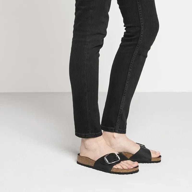 Brielle Orthopedic Slides | Suede Strap, Cork Footbed 4