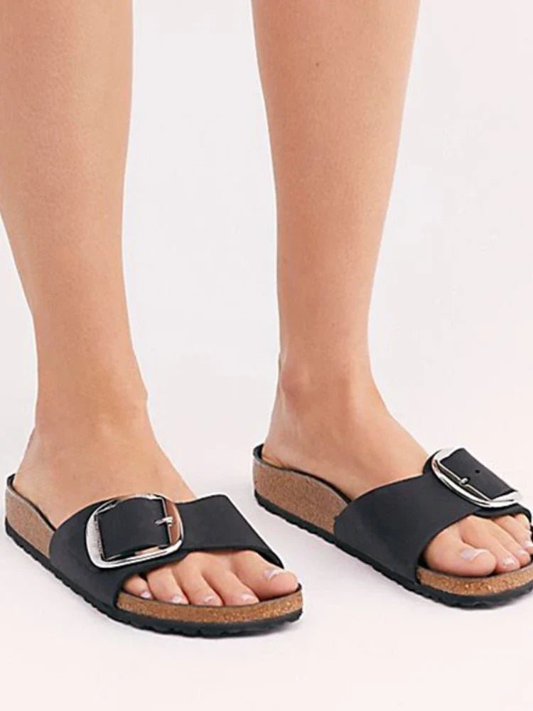Brielle Orthopedic Slides | Suede Strap, Cork Footbed 5