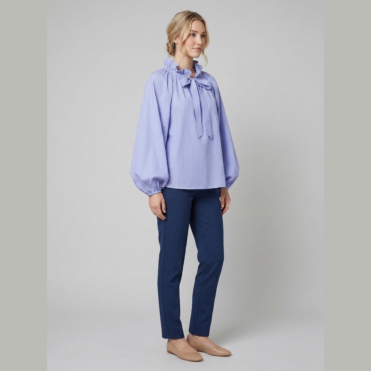Brielle Womens Blouse | Oversized Cotton with Ruffled Collar 1