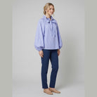 Brielle Womens Blouse | Oversized Cotton with Ruffled Collar 1