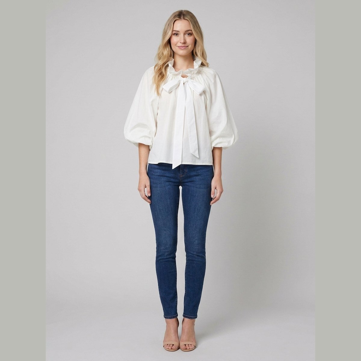Brielle Womens Blouse | Oversized Cotton with Ruffled Collar 2