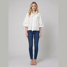 Brielle Womens Blouse | Oversized Cotton with Ruffled Collar 2