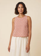 Bryn Going Out Top | Lightweight Gingham Linen Sleeveless Blouse for Women 1