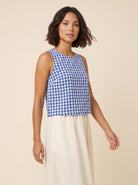 Bryn Going Out Top | Lightweight Gingham Linen Sleeveless Blouse for Women 2