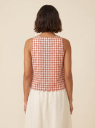 Bryn Going Out Top | Lightweight Gingham Linen Sleeveless Blouse for Women 4