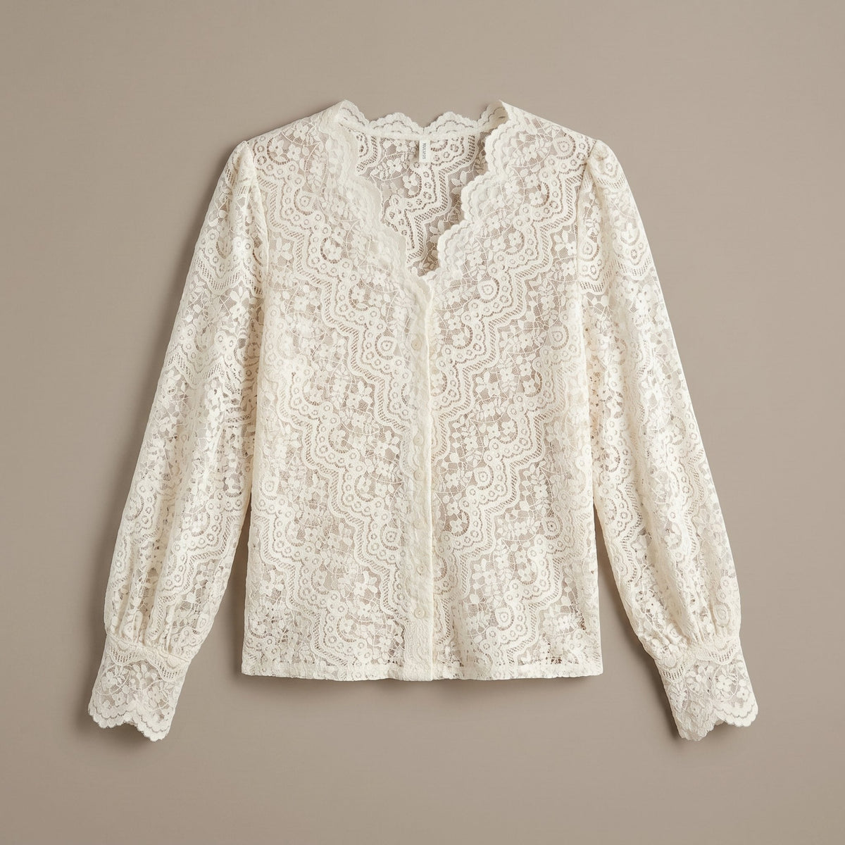 Bryn Puff Sleeve Blouse | V-Neck, Delicate Floral Knit, Long Sleeve 3