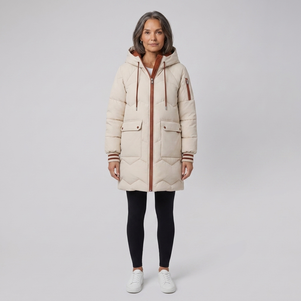 Brynna Winter Coat | Lightweight Long Beige Down Puffer 0