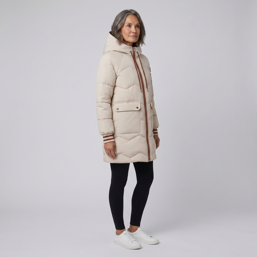 Brynna Winter Coat | Lightweight Long Beige Down Puffer 2