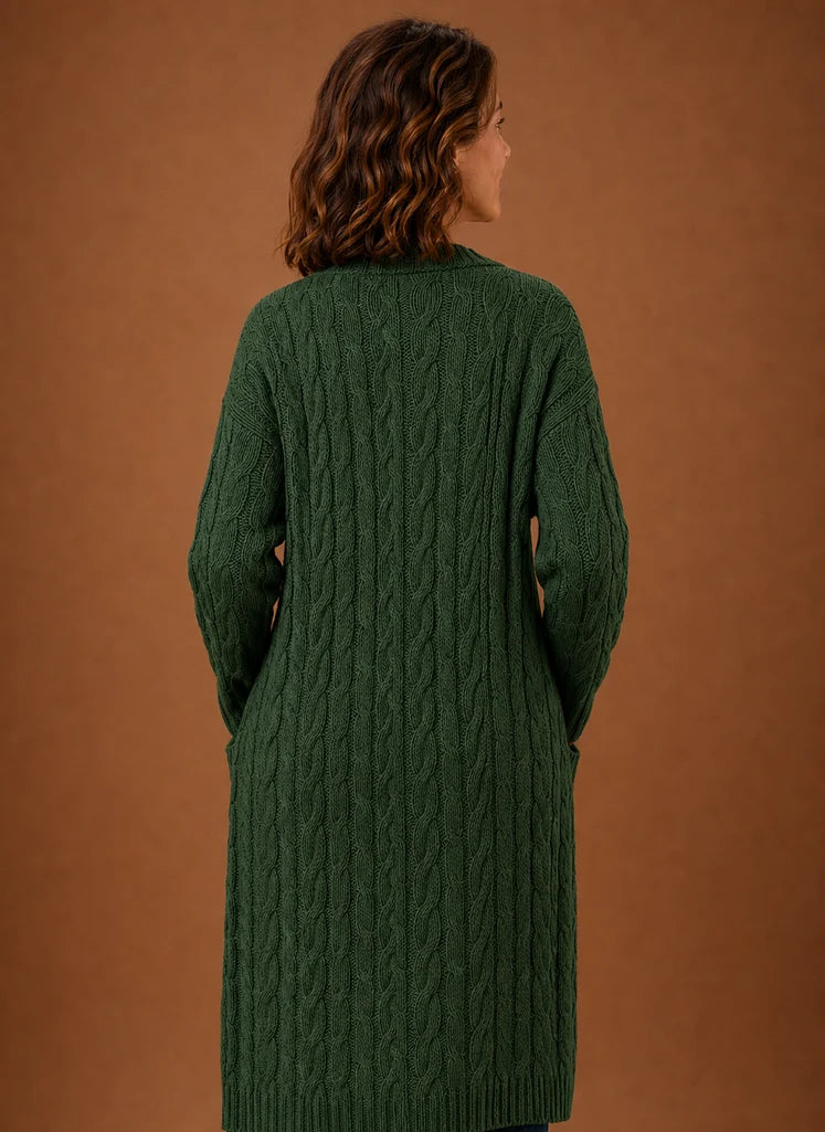 Cable Knit Hooded Cardigan Women — Chunky Long Duster Knit 2