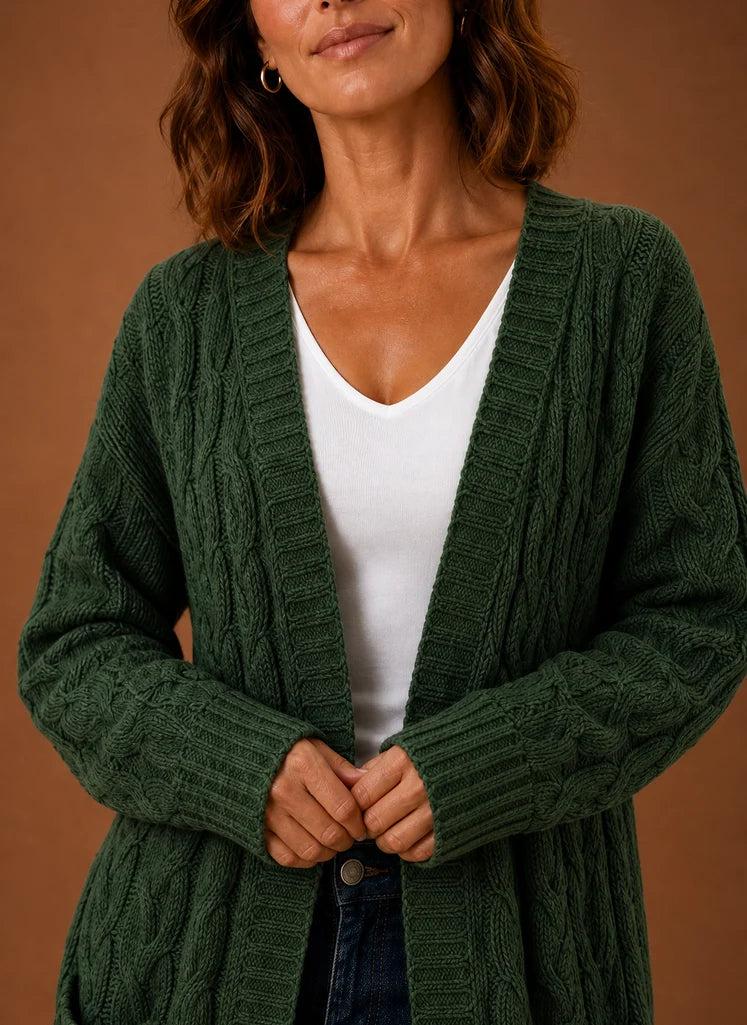 Cable Knit Hooded Cardigan Women — Chunky Long Duster Knit 3