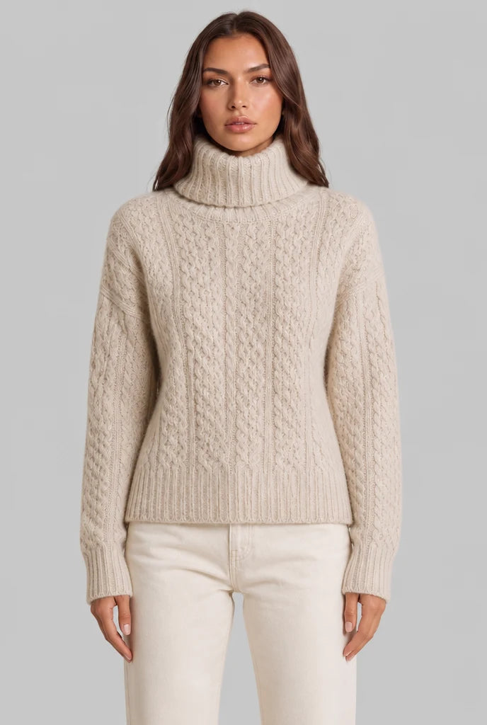 Cable Knit Turtleneck Sweater 0
