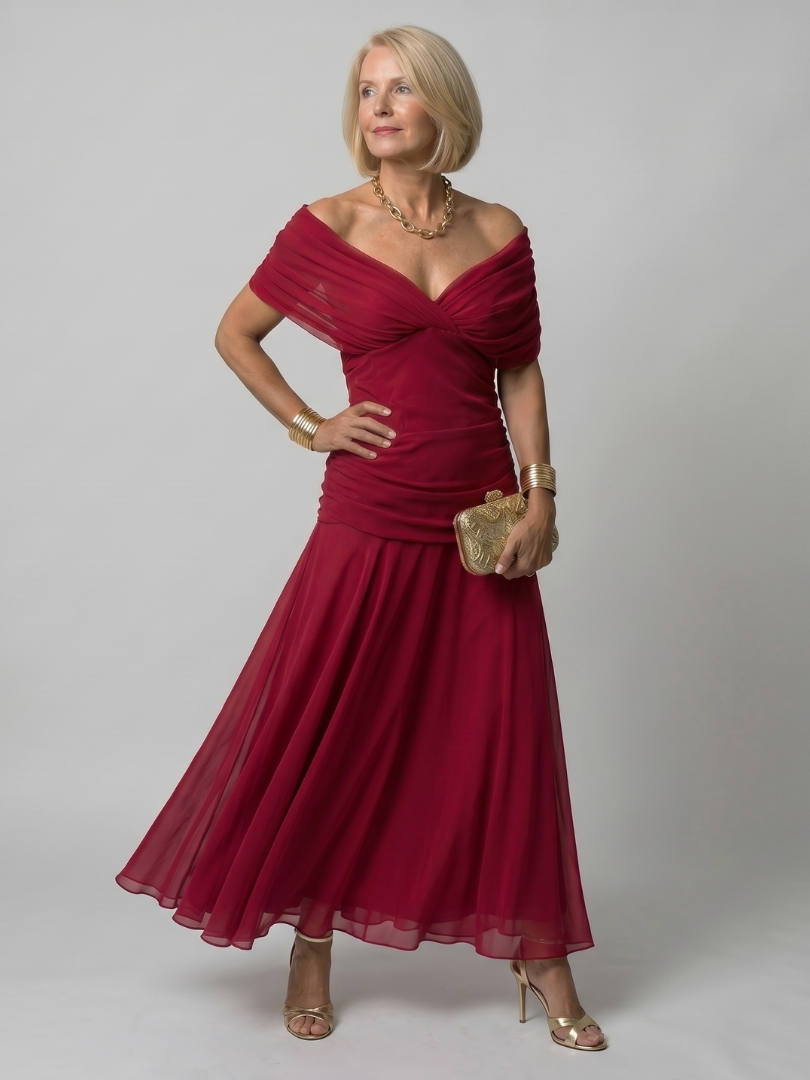 Caden Midi Dress | Off Shoulder, Lightweight Summer Style for Wedding Guests 7