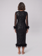 Coraline sequin midi dress with feather hem 3