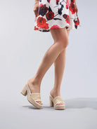 Célie Women's Heels | Woven Raffia Upper, Chunky Heel 4