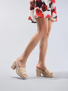 Célie Women's Heels | Woven Raffia Upper, Chunky Heel 7