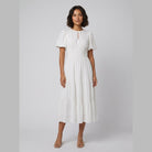 Citrine Women's Dress | Lightweight Cotton Midi with Balloon Sleeves 0