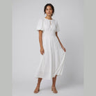 Citrine Women's Dress | Lightweight Cotton Midi with Balloon Sleeves 1