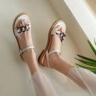 Cleo Leather Sandal | White Leather, Gold Chain Accent 4