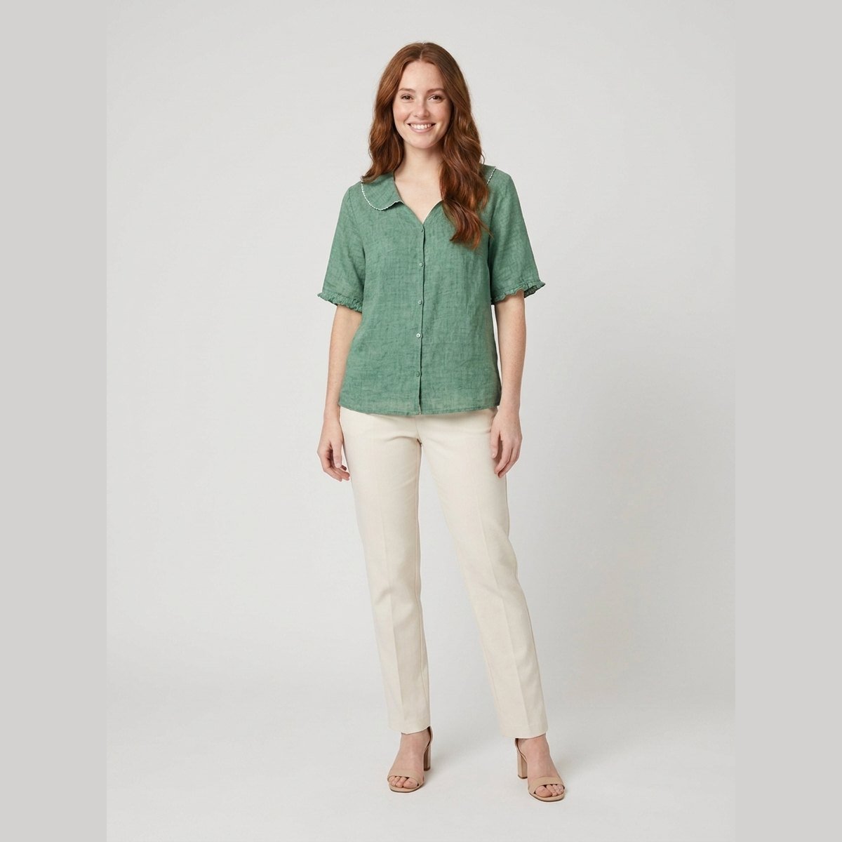 Cleo Womens Blouse | Cotton-Linen Blend, Elegant Summer Design 0