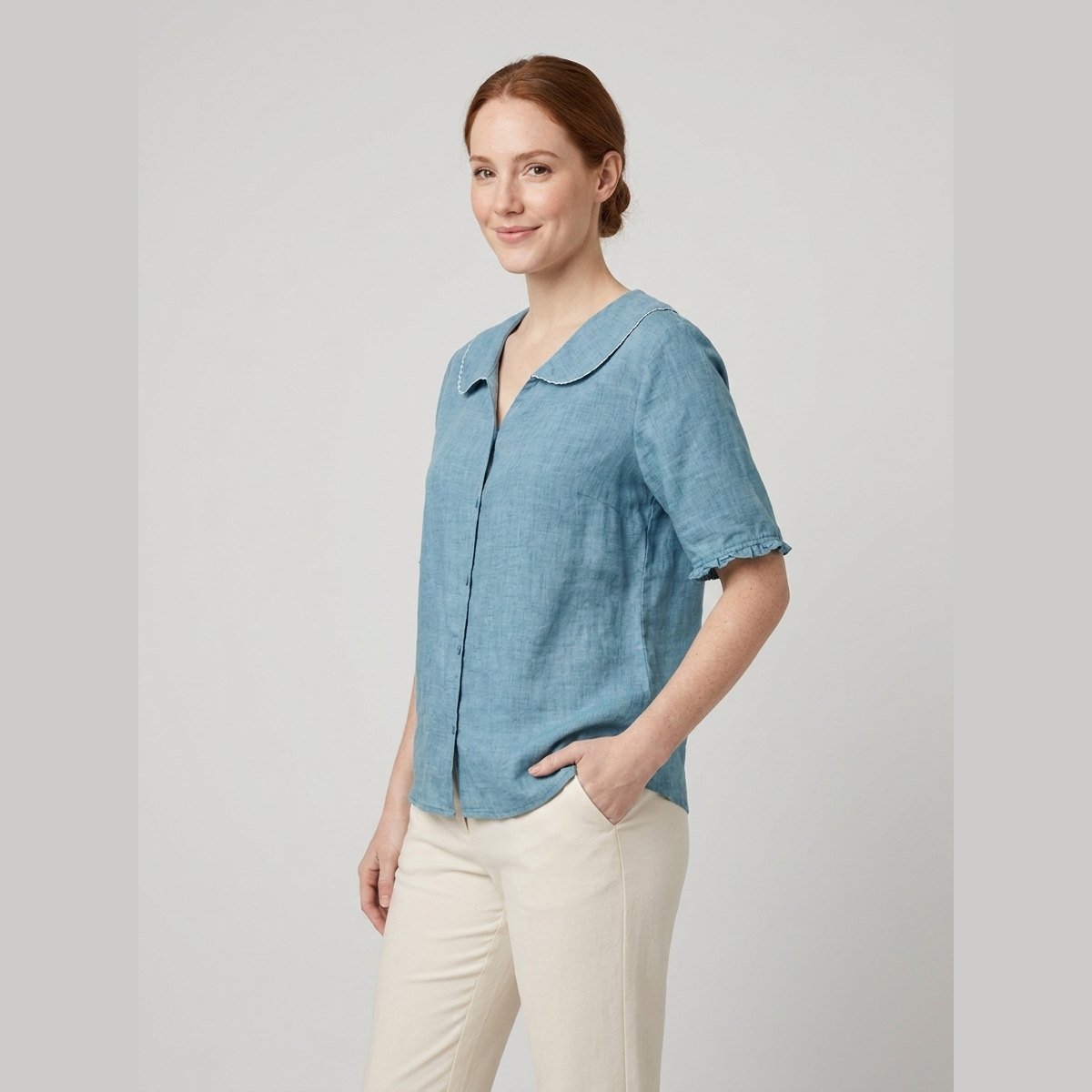 Cleo Womens Blouse | Cotton-Linen Blend, Elegant Summer Design 1